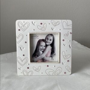 White Heart-Embellished Photo Frame